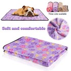 Puppy Blanket For Pet Cushion Dog Cat Bed Soft Warm Sleep Mat Paw Print-3 Size