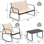4 Piece Patio Furniture Set With Rocking Bistro Chairs And Glass Table Outdoor