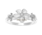 Sterling Silver 925 Hawaiian Plumeria Flower Turtle Ring Size 3 - 13