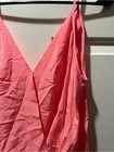 Amanda Uprichard Coral Pink V-neck Wrap Spaghetti Strap Basic Silk Tank