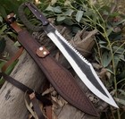 Custom Handmade High Carbon Steel Hunting Machete With Leather Sheath