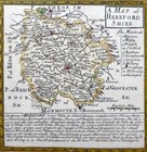 Herefordshire Hereford  By Emanuel Bowen C1720 Genuine Antique Map