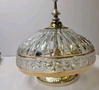 Crystal Clear Cut Glass Lampshade With Brass Accents