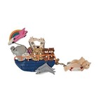 Vintage Noah s Ark Clay Beaded Necklace   Lapel Pin Brooch Multicolor Animals