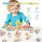 Wooden Building Blocks For Toddlers 2-3  Abc animals Castles Montessori Toys    