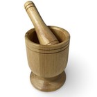 New Wood Mortar And Pestle Set     Wooden Herb   Spice Grinder Bowl