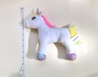 Hairmazing White Unicorn Plush Stuffed Animal Pink Yellow Hair Rainbow Hooves