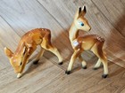 Pair Of Vintage Hard Plastic Deer Figurines Woodland Decor Holiday Christmas