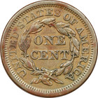 1856 Braided Hair Large Cent 1c  About Uncirculated Au
