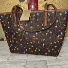 Michael Kors Jet Set Medium Carryall Airplane Print Tote Brown Womens Bag  328