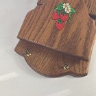 Vintage 1980s Oak Wood Mail Letter Holder 3 Slot Tier Wall Hanging Strawberries