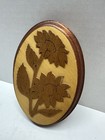 Vintage Mcm Oval Wood Carved Flower Plaque Wall Home Decor 3d Look 5 5 