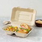 Karat Earth 9   X 6   Pfas Free Bagasse Hinged Container  2-compartment  200 Pcs