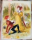 Lot Victorian Chromolithograph Scrap Album Cards  Children Garden Scenes C1890s