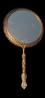 Vintage Vanity Mirror Ornate French  Gold Tone Metal Double Sided Handheld B136