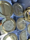 Set Of Eleven  11  - Mcm Vintage 1970-80   s Solid Brass 12    Chargers Unpolished