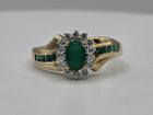 Vintage 10k Yellow Gold Oval Emerald   Cz Bypass Cluster Ring - Size 6 5  2 14g 