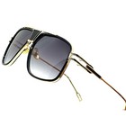 Square Retro Sunglasses Oversized Fashion Gold Frame Men Shades Streetwear New