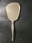 Vintage 1950s Gold Plate With Silver Floral Handheld Vanity Mirror