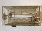 Mid-century  Champagne Gold-tone  Metal Mesh Vanity  Tissue Box Cover  Excellent