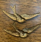 Pair Victorian Bird Brass  Brooch Stamping  Antique French Mold