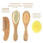 Baby Hair Brush And Comb Set 4-piece For Newborn - Wooden Baby Hairbrush Set      
