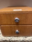 Vintage Microscope Storage Cabinet Objectives-parts  Wood Case Blonde 2 Drawer
