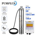 3   Dc 24v Solar Well Water Pump Submersible Kit W  Mppt Controller 100ft 5 6gpm