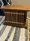 Vintage Wood Coaster Set 12 Books   Holder Cork 1970s Mid Century Modern Mcm