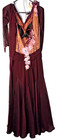 Vintage Ballroom Dance Dress Sequence rhinestone Embellishments Maroon Sz Small