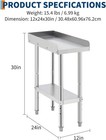 Stainless Steel 12  X 24  Commercial Kitchen Work Prep Table With Adjustable Leg