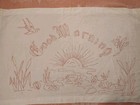 Antique Redwork Good Morning Sun water bird flower Embroidered Bed Pillow Topper