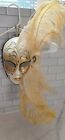  2 Venetian Carnival Mask Vintage Purple And Gold Handmade In Italy