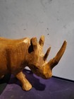 Vtg Hand Carved Teak Wood Rhino Rhinoceros Sculpture Figurine Kenya Africa 