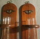 Set Of 2 Cornwall Wood 22  Candle Sconces Holders W chimneys Eagle Emblems Usa