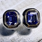John Medeiros Signed Nouveau Purple Cz Gold Silver Earrings