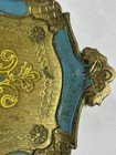 Vintage Italian Florentine Gilt Blue Turquoise Tray Gold Mcm Mid Century