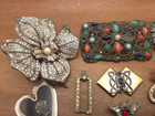 Vintage Antique Art Deco Rhinestone Repair Broken Craft Pieces Jewelry Lot  3