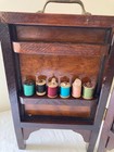 Vtg Portable Folding Sewing Cabinet Primitive Wood Spool Thread Rack 16  X 9 25 