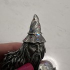Vtg Jj Jonette Jewelry Wizard Brooch Pin Marcasite Pewter Crystal Ball 4 