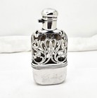 Vintage Alvin 214 Sterling Silver Overlay Pocket purse Size Glass Flask W cup