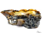 Amazing 9 8  Premium Brazilian Agate Carved Crystal Wine Divider With Dragon