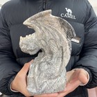 6 1lb 7 8  Natural Picasso Jasper Dragon Decor Carved Crystal Energy Statue