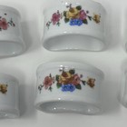 Vintage White Porcelain Napkin Rings  with Flowers Set Of 6