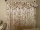 Beige Gold Curtains For Living Room Jacquard Luxury Window 2 Panel Set 84 lx55 w