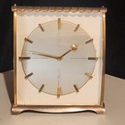 Vintage Jaz De Luxe French Brass Desk Clock 7 Pierres Jewels Lever Escapement 