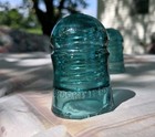 Lot Of 2 Green Aqua W  Amber Waves Cd-102 Brookfield New-york Glass Insulator
