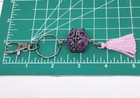 Bag Charm Purse Charm Large Purple Rhinestones Bali Bead   Tassel Clip-on  