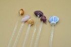 6 Art Glass Stir Sticks Swizzle Sticks Cocktails Shells Beach Barware