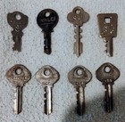 Lot Of 8 Vintage Pressed Steel Flat Keys Slaymaker  Yale  Crest Read